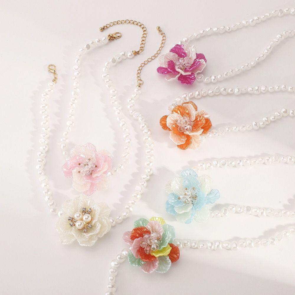 Romantic Camellia Flower Necklace Elegant French Retro Necklace  Gift Jewelry