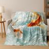 Koi Carp Naturalize Yin Yang Fish Flannel Blanket Soft Warm Blanket for Bedroom Room Living Room Bed Travel Camping Picnic Gift