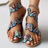 Flower Ladies Sandals Set Toe Rivet Flat Women's Shoes Vacation Plus Size Shoes