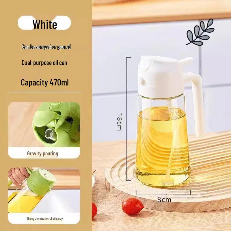 Transparent Dual-Use Lead-Free Glass Oil Bottle with Precise Leak-Proof Spray and Pour Functions