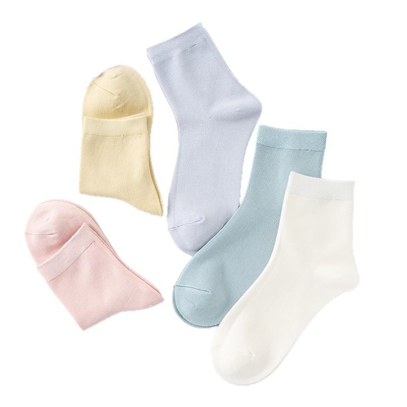 Modal Cotton Socks Spring And Autumn Socks Flat Solid Color Socks, Medium Tube Women'S Socks