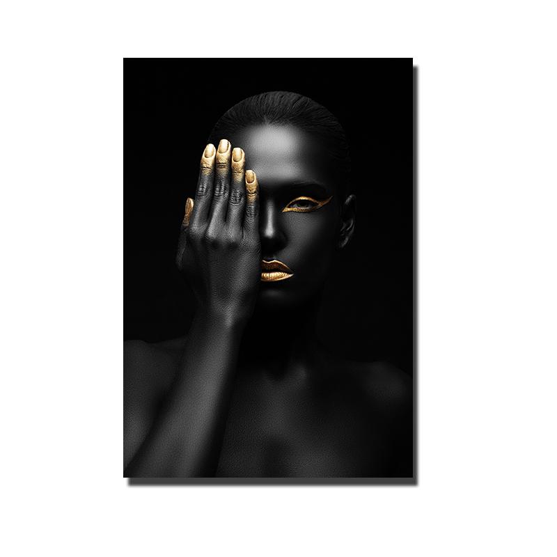 Modern Sexy Nude Girl Black Golden Art Nordic Posters and Prints Canvas Painting Wall Art Pictures For Living Room Cuadros Decor