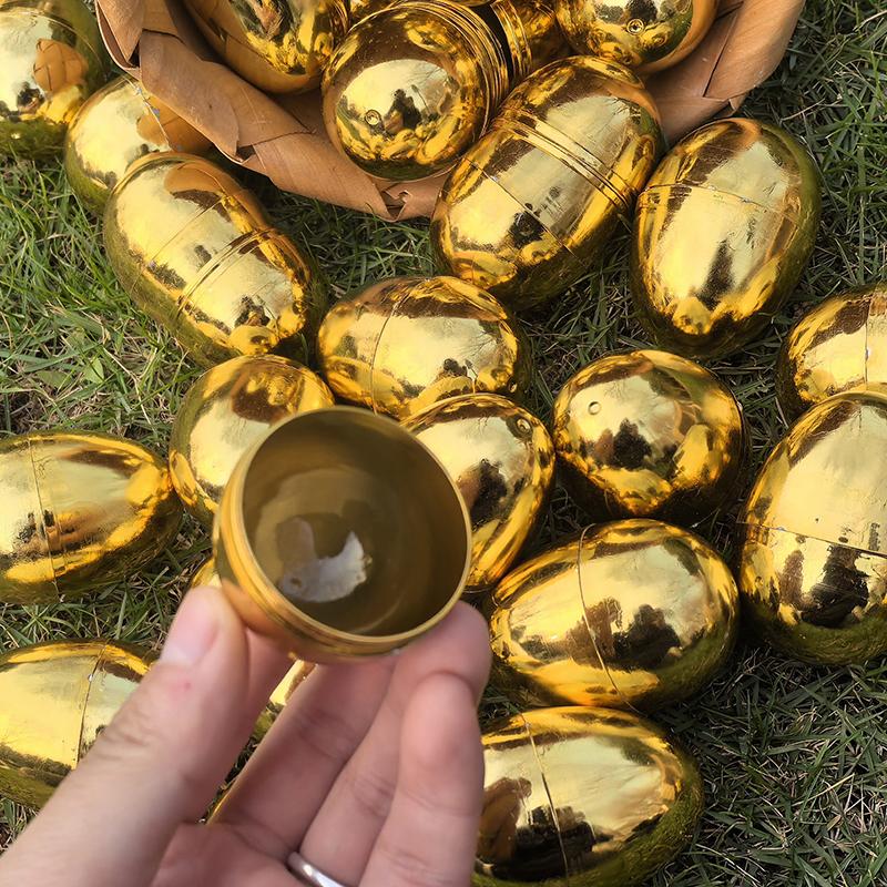 6-24pcs Golden Easter Eggs Plastic Fillable Egg Easter Egg Hunt Game Prizes Home Decoration Supplies Kids Birthday Party Favors
