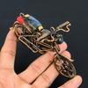 Labradorite & Red Coral Gemstone Copper Wire Wrapped Motorcycle Designer Pendant, Gifts For Wife Brand New Pendant