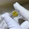 Yellow Moissanite 3 Carat Ring: European American Fashion, Cross-border Hot Selling, Colored Gem Over-Diamond Design.