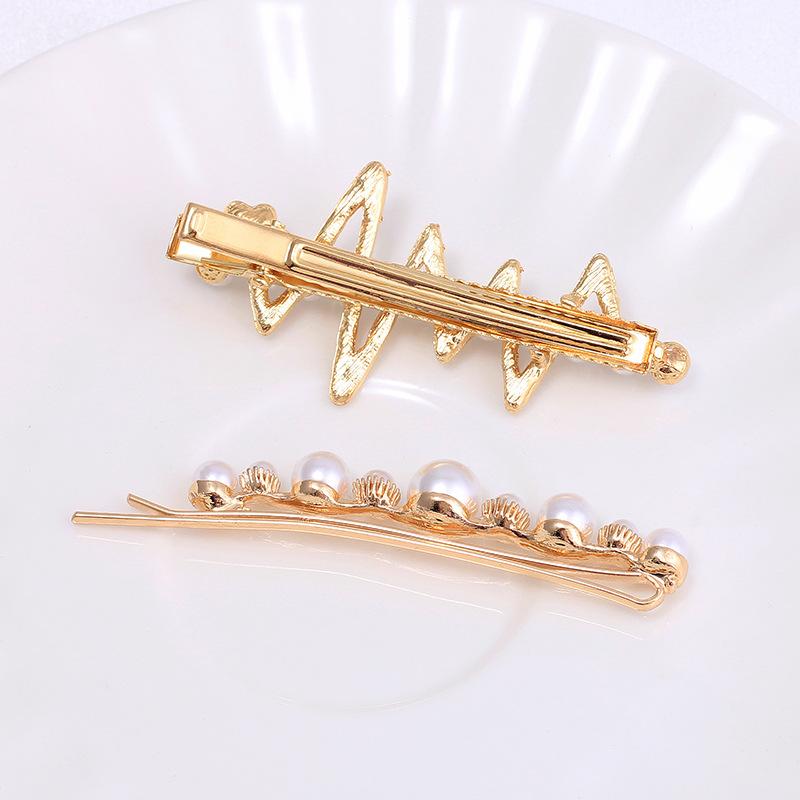 Women'S Alloy Inlaid Imitation Pearl Duck Clip Women'S Bangs Broken Hair Edge Clip Hairpin Set Hairpin Hair Accessories