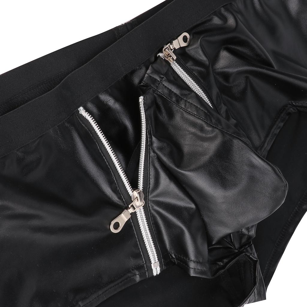 Men Brief Jock Strap Faux Leather Boxer Shorts Underwear Underpants