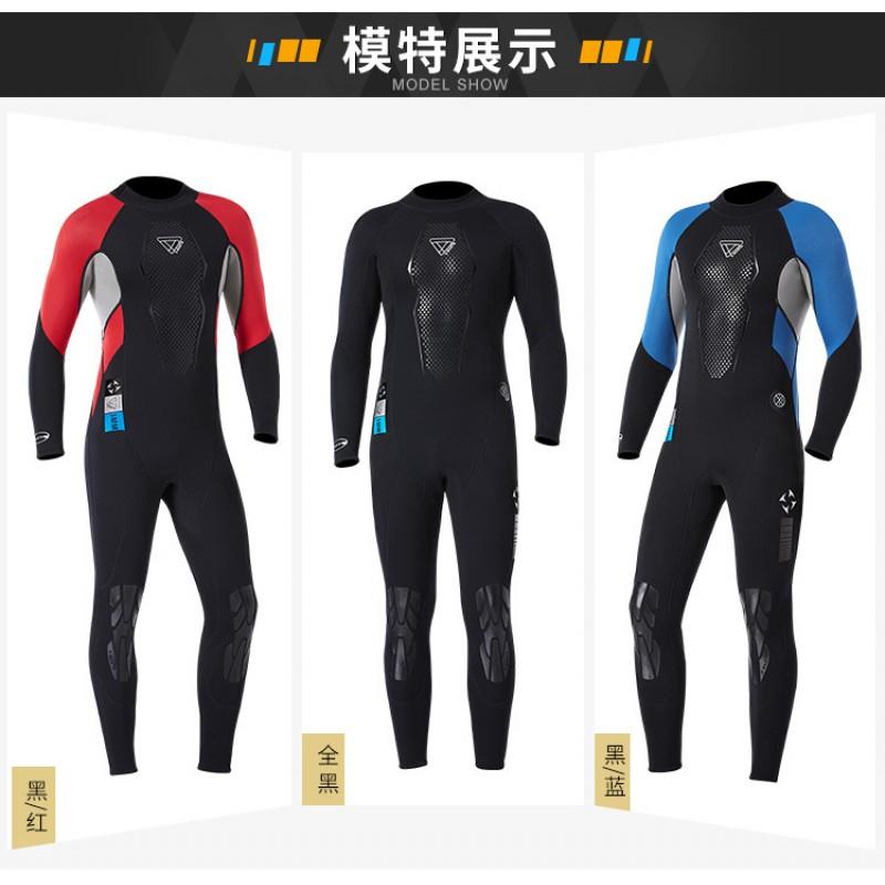 3MM Wetsuit Men's Wet One-piece Thermal Long-sleeved Waterproof Female Snorkeling Swimsuit