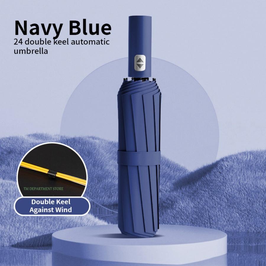 Full-Automatic Umbrella Stormproof for Rain Umbrella Wind Resistant Foldable Umbrella 24 Ribs Large High Quality Umbrella Stand