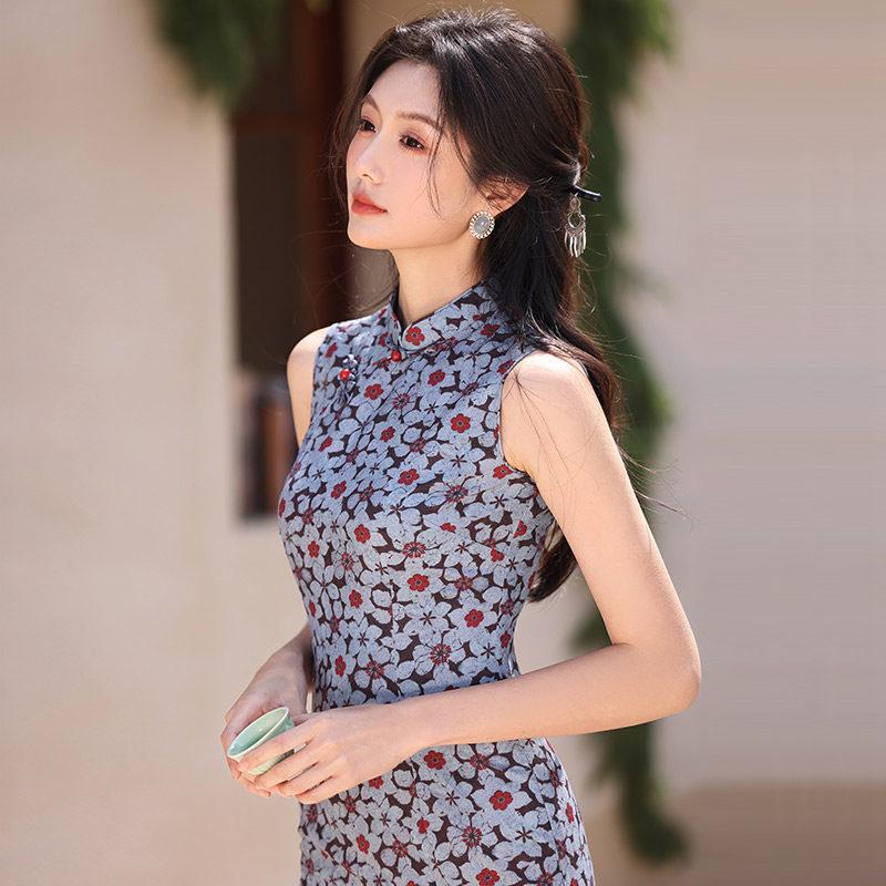 Kolsuz milli tarz, yeni Çin Suzhou uzun cheongsam, geliştirilmiş genç 1011 yeni kadın yüksek kaliteli his, günlük giyim