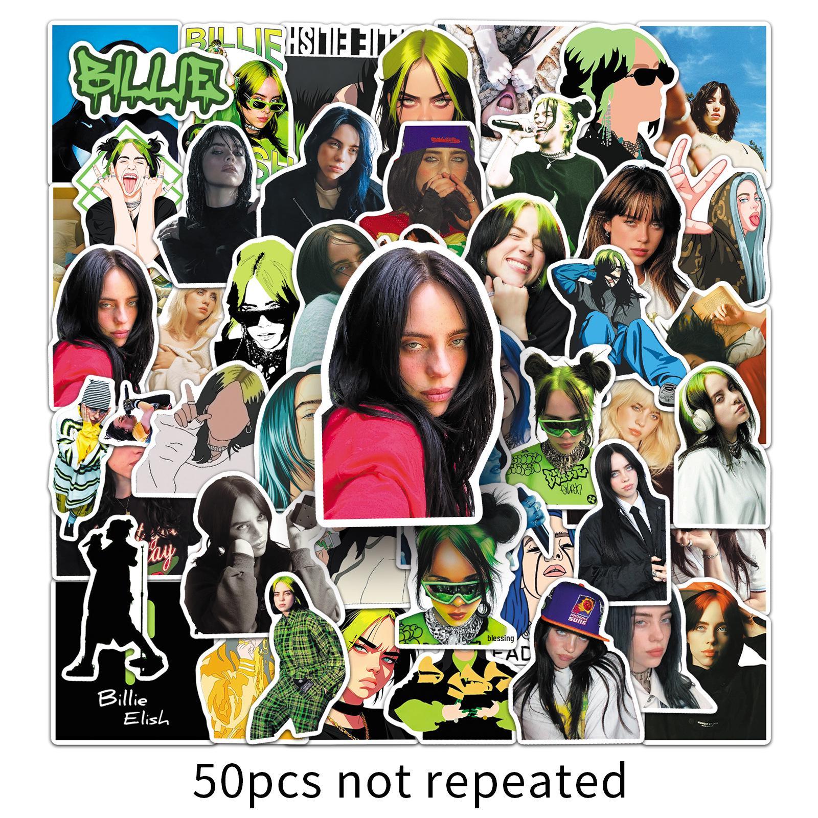Billie Eilish Trendy Star Graffiti Sticker Set - 50 Pack