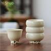 Handmade Retro Chinese Style Tea Cup Beans Yellow Glaze Ceramic Kung Fu Tea Set Teacup Fragrance-smelling Cup Master Cup Teacups