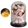 Artificial Rose Bouquet with LED Light Glass Dome Cover Eternal Flower Decoration Women Wife Girlfriend Anniversary Valentine's Day Mother's Day Gift