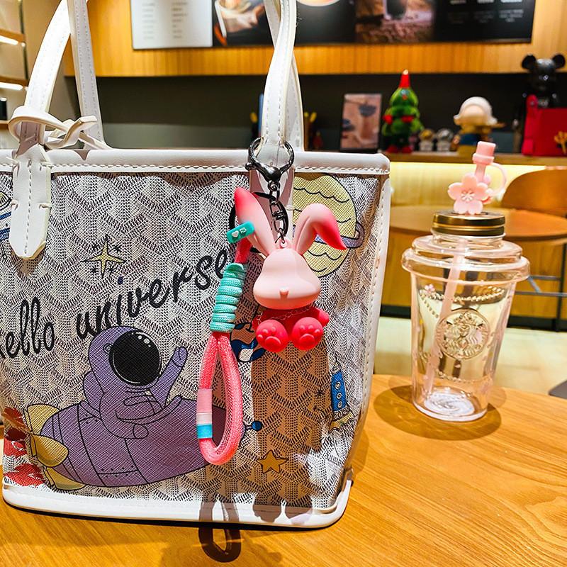 Creative Gradient Rabbit Bag Charm Adorable Pvc Key Accessory For Graduates