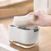 1 buc Cutie de săpun simplă de uz casnic tip presiune, manuală, cutie presă pentru detergent de bucătărie, dozator de săpun cu presă pentru burete, articole de bucătărie