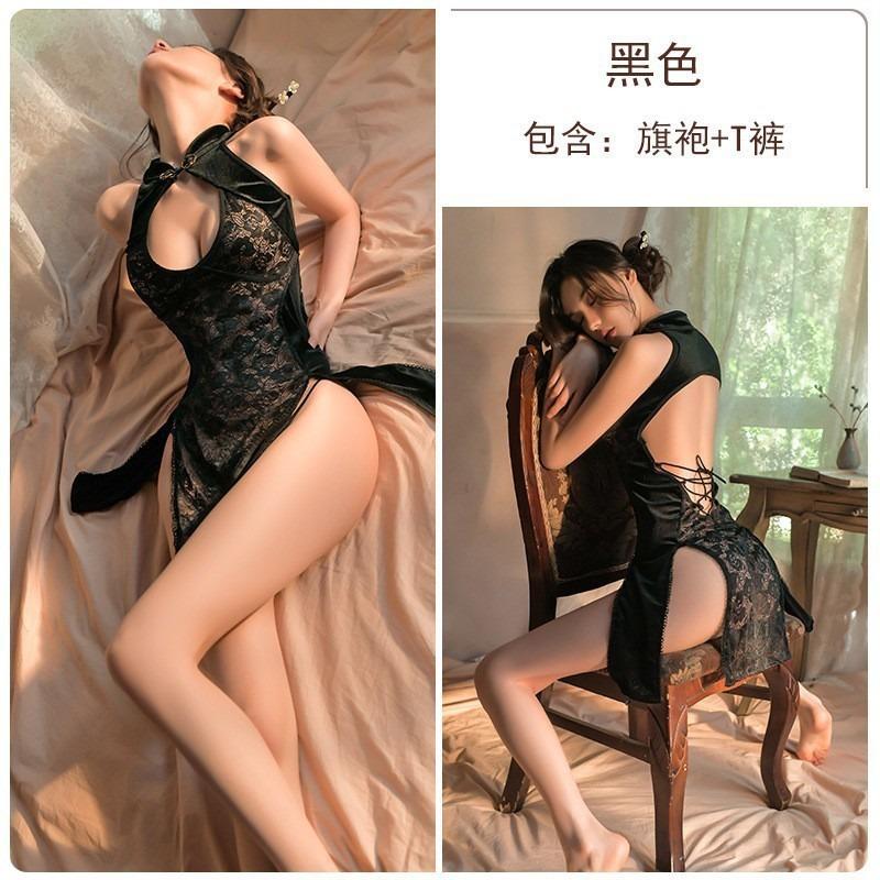 Sexy lingerie back strap sexy sexy hollowed out classical cheongsam uniform temptation pure desire