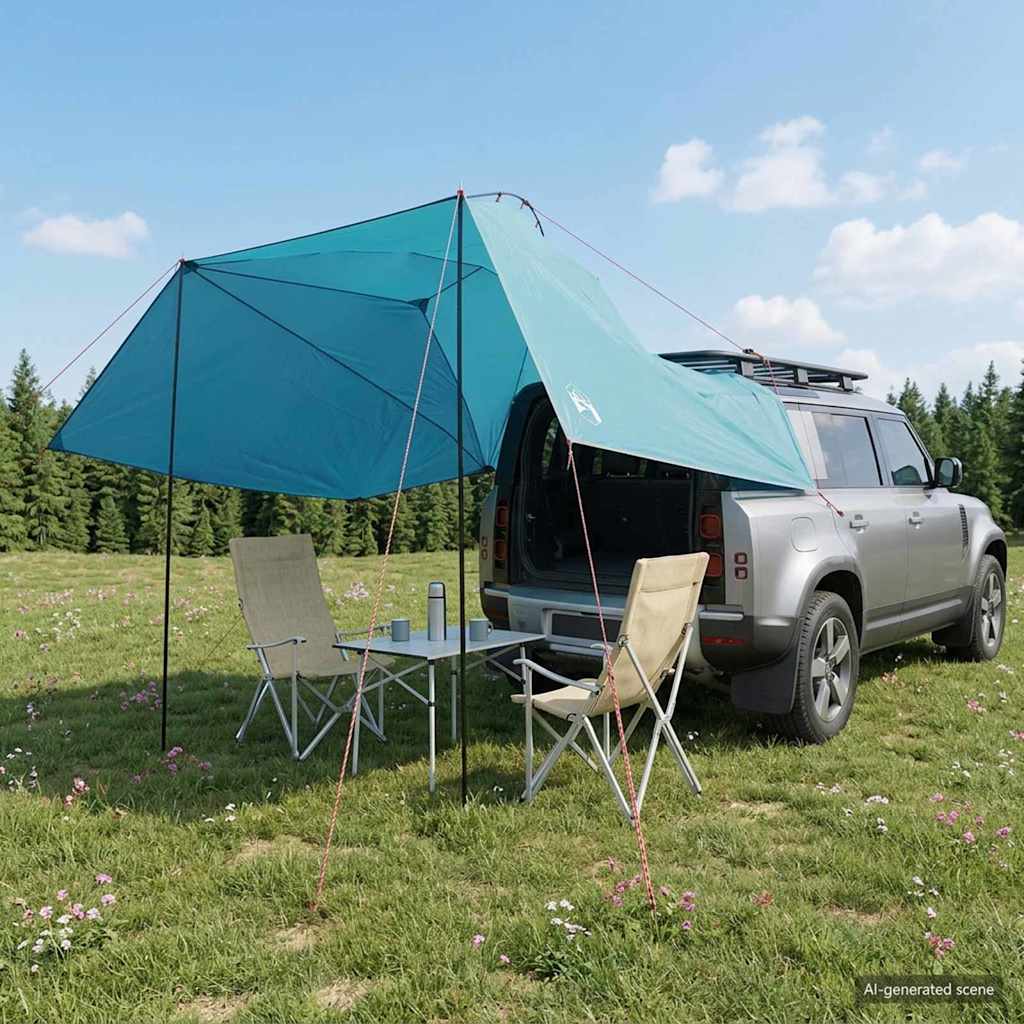 Car Canopy with Roof Blue 350 X 250 Cm Polyester and Steel