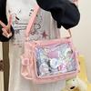 Japanese Transparent Shoulder Canvas Campus Women's Bag Pain Bag Small Food Allowance Crossbody Women's Bag Two-dimensional Make-up Bag