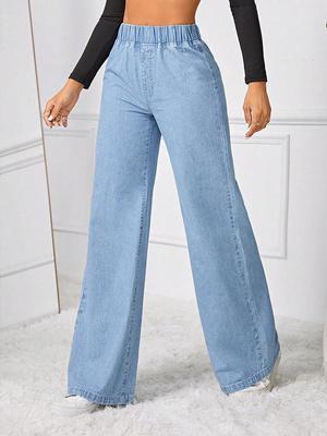 Retro Women's Wide-Leg Denim Jeans - Loose, Versatile, Long, Straight Fit