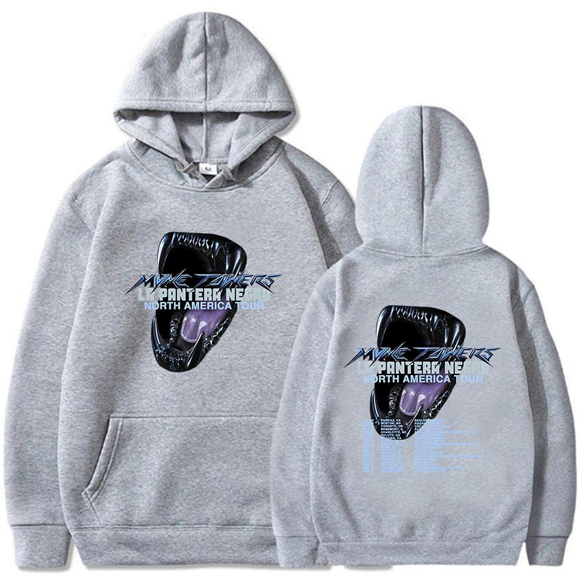 La Pantera Negra Tour Hoodies Myke Towers Rapper Printing Sweatshirts Hip Hop Streetwear Winter Fall Fleece Men Pullovers