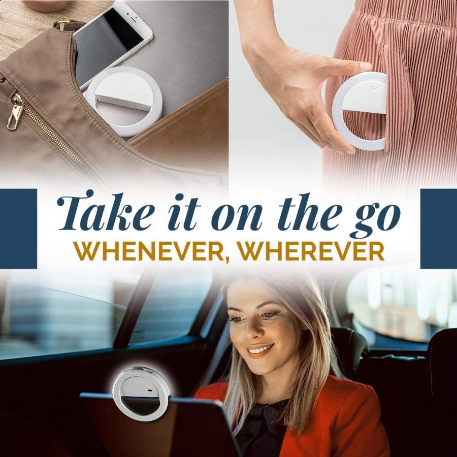 GearLight Selfie Ring Light for Computer or Phone iPhone Compatible LED Lighting for Laptop Webcam Video Recording Rechargeable