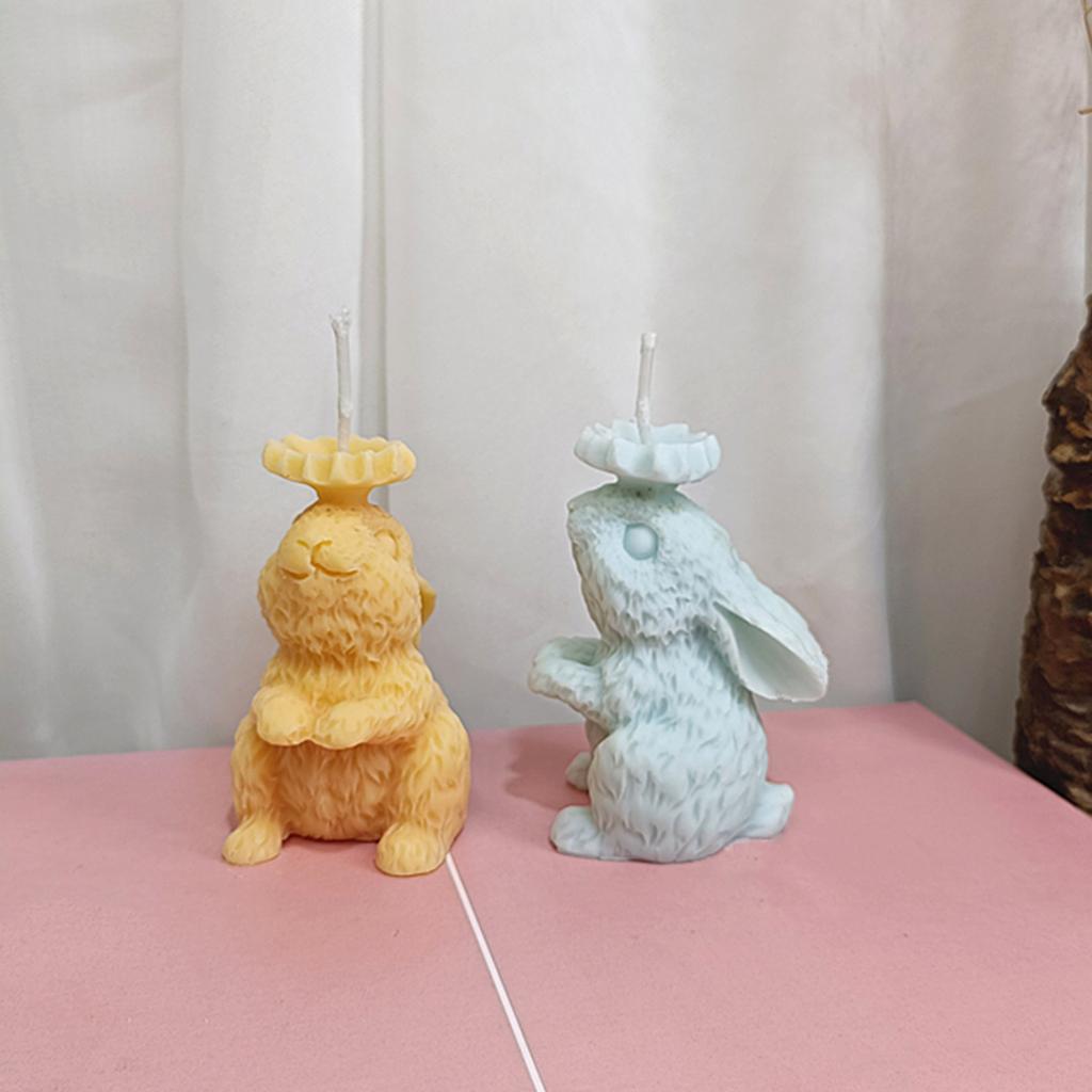 Bunny Candle Molds Rabbit Candle Mold for DIY Candle Soap Home Decor Birthday Gift Non Stick Easy To Demold
