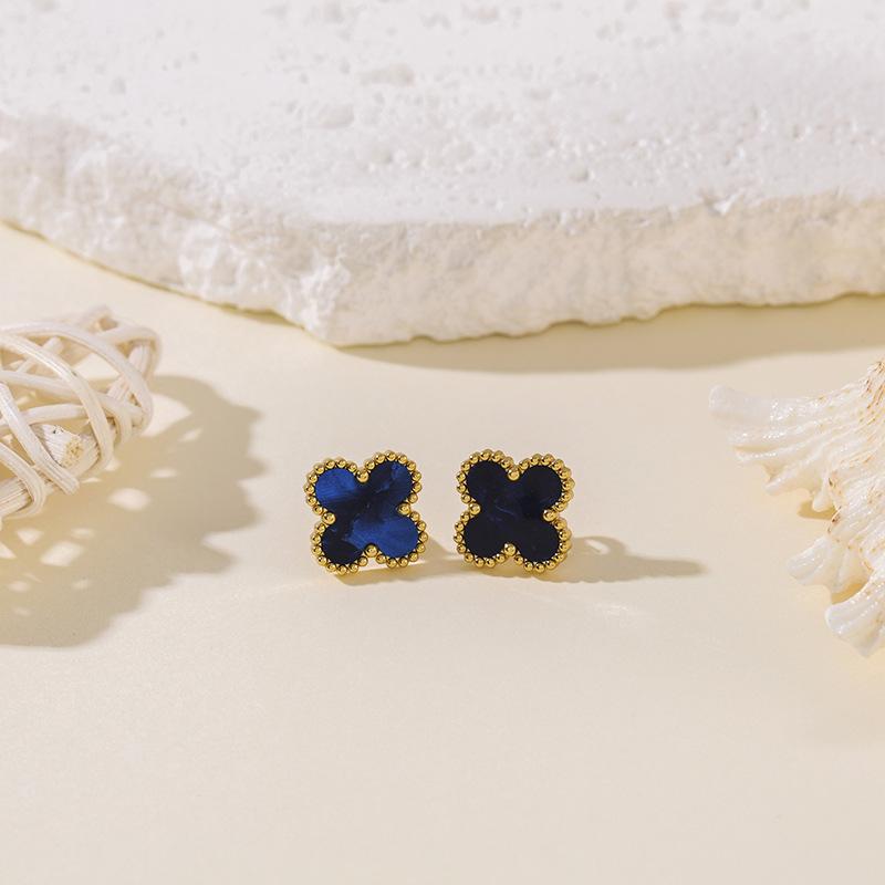Titanium Steel Clover 13MM Stud Earrings, Stainless Steel Fadeless, Minimalist Versatile High-end Lucky Style