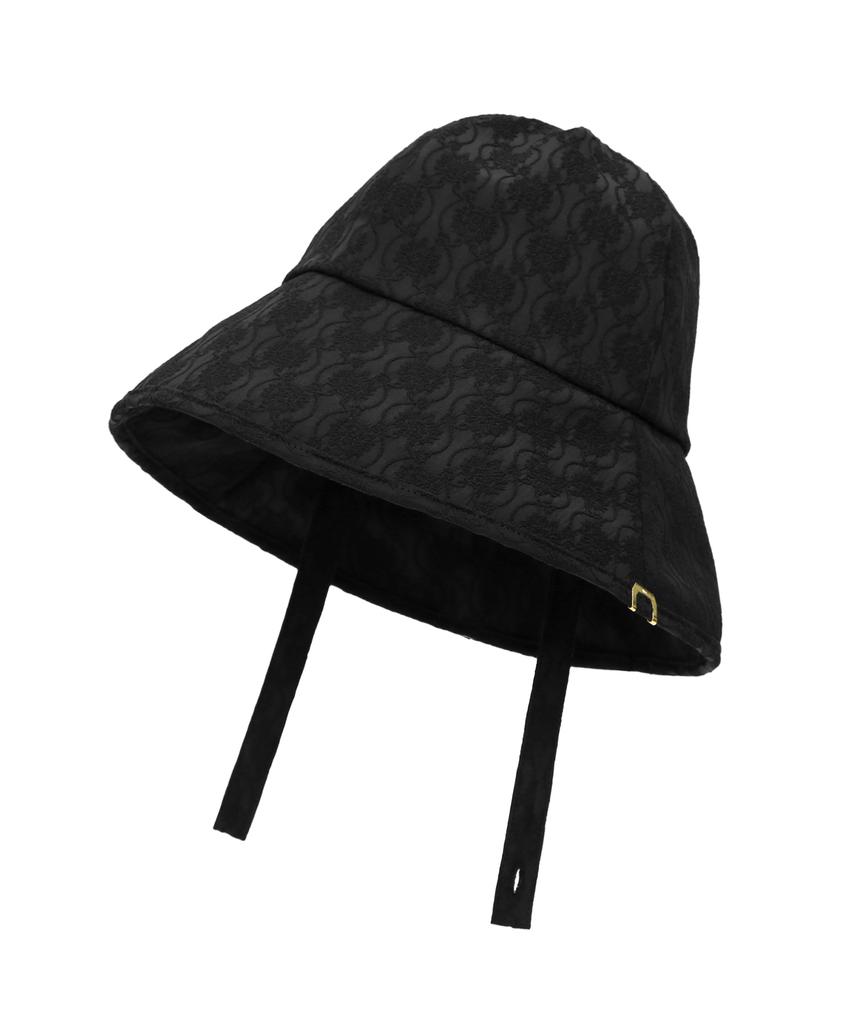 Eondeokeonteulolseutyudio Detachable Strap Bucket Hat Strap Bucket / Flower Pattern / Mono Black