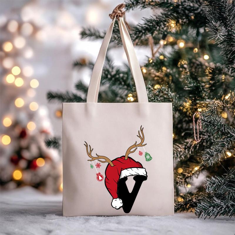 Christmas Letter Print Messenger Bag Student Casual Canvas Bag New