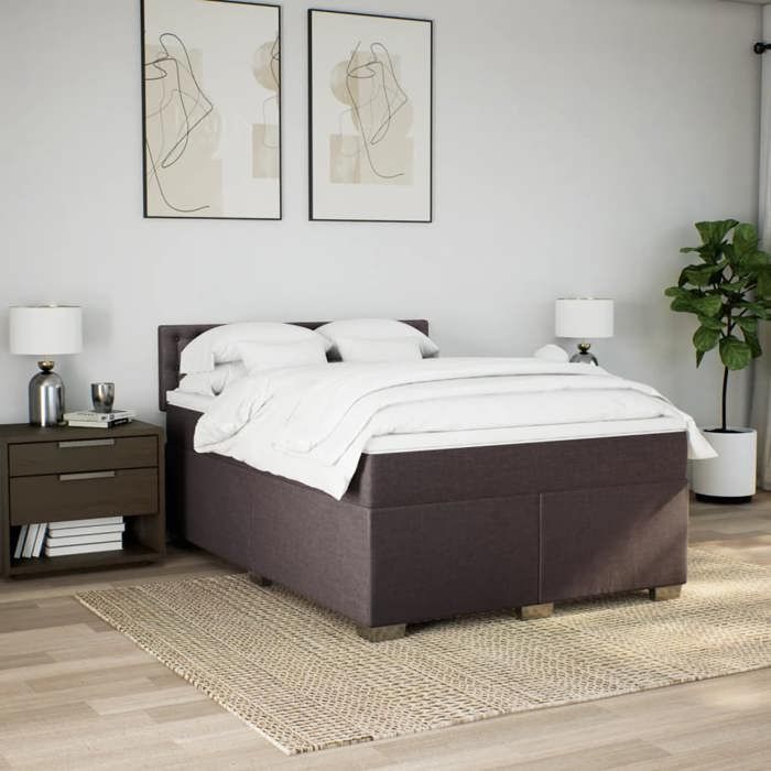 Maison Exclusive - Sommier à lattes de lit avec matelas Marron foncé 140x200 cm