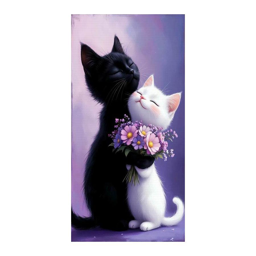 Cute Black and White Cat Diamond Painting New Collection Large Size Animal Diy Full Square Round Drill Rhinestone Embroidery Mosaic Cross Stitch Kits