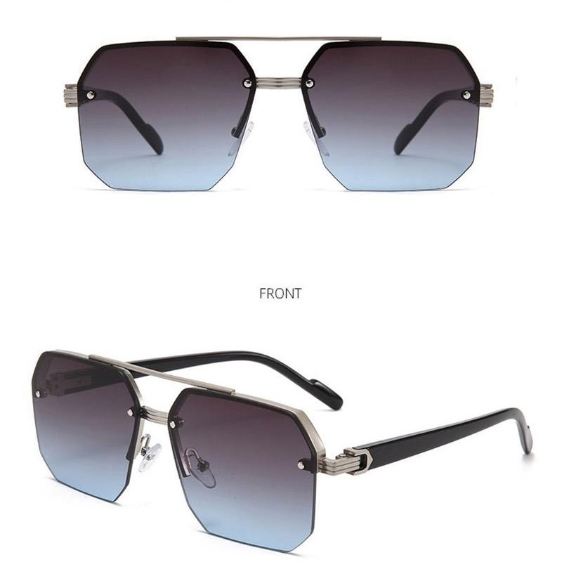 Rimless Square Aviator Sunglasses | Gradient Lens Fashion Shades for Men & Women