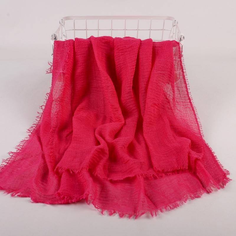 Ramadan Cotton Crinkle Headband Veil Scarves Women Solid Color  Head Wraps Long Scarves Turban Headband Muslim Fashion Headscarf