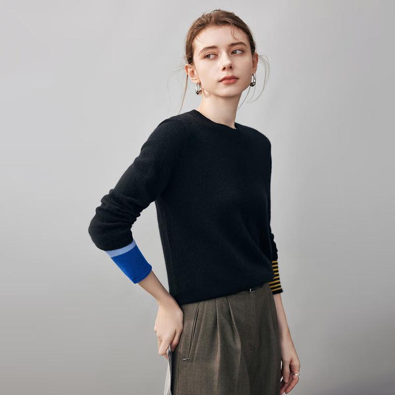 Komon Boca Women's 2025 A/W Colorblock Cashmere Round Neck Sweater