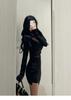 French chic mesh patchwork pure and alluring style dress for women, new autumn and winter sexy waist-cinching slimming hip-hugging short skirt