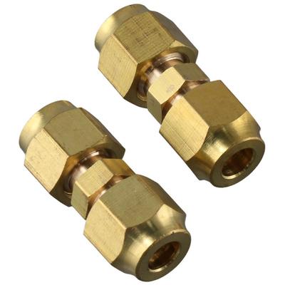 2 Pcs 1/4" Air-Conditioning Copper Pipe Butt Joint Extension Copper Pipe Joint Copper Pipe Quick Joint  Middle Flared Joint