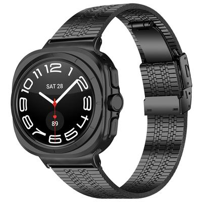 For Samsung Galaxy Watch Ultra 47mm Replacement Strap 5-Bead Stainless Steel Smart Watch Band,Black