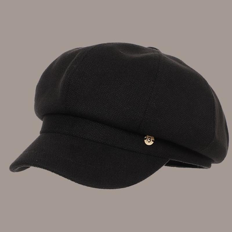 British duck tongue beret women's japanese styleretro round mark octagonal hat big head circumference showing face