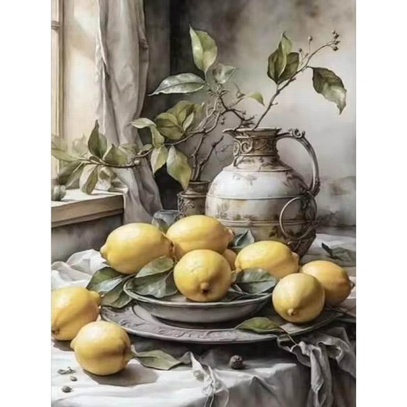 Diy Diamond Painting New Collection Vintage Guava Fig Fruit Still Life Vase Full Rhinestone Embroidery Mosaic Picture Wall Decor