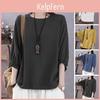 Women Casual Tshirt Oneck 45355 Batwing Sleeve Ruffle Cuffs Pullover Tops Solid Color Loose Fit