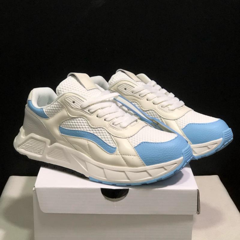 

Leather splicing trendy brand new off leather splicing versatile, casual shoes, couple shoes, dad shoes 36 небесно-голубой