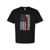 Unisex Welder Flag Graphic T Shirt With Distressed American Flag And Red Vertica