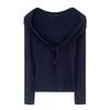 In Stock: Women's High-End Autumn/Winter 2026 Bow Tie Lace Wool Base T-Shirt