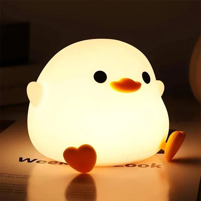 Touch Luminous Cute Duck Cartoon Animal Children's Silicone Light Children's Sensor Timer USB Rechargeable Birthday Gift