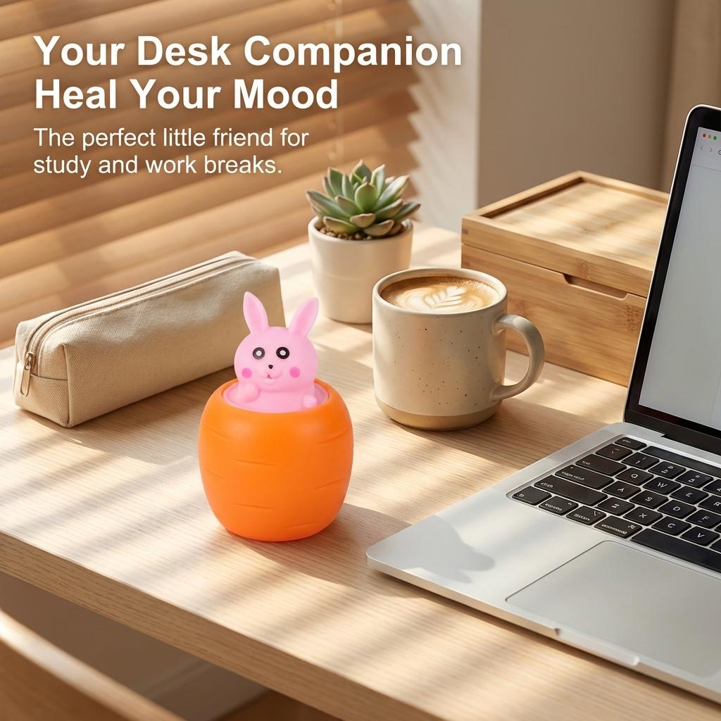 Toy Squeeze Carrot Rabbit Pop Up Stress Easing Toy Cute Bunny Adult Decompression Toy Desktop Ornament Holiday Gift