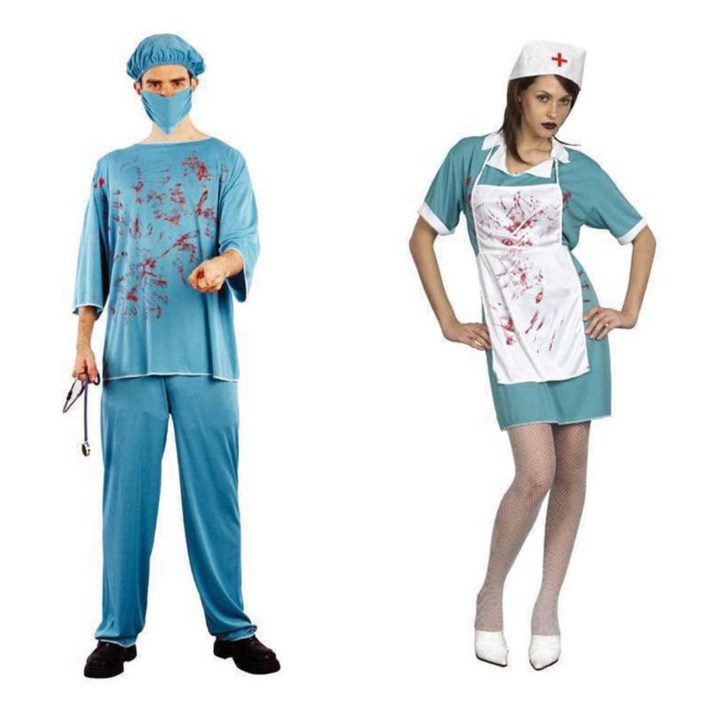 Bloodstained Halloween Costumes Horror Nurse Outfit Men Women Doctor Terroristic Medical Staff Adult Cosplay Stage Performance