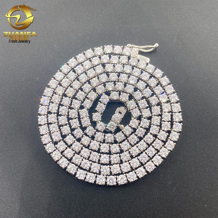 3mm Stainless Steel Tennis Chain with Zircon, Single Row Men's Hip-Hop Jewelry
