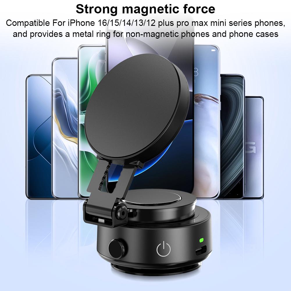 For Magsafe Car Magnetic Holder 360° Rotation Folding Electric Vacuum Swivel Stand for Iphone 16/15/14/13/12 Plus Pro Max Mini