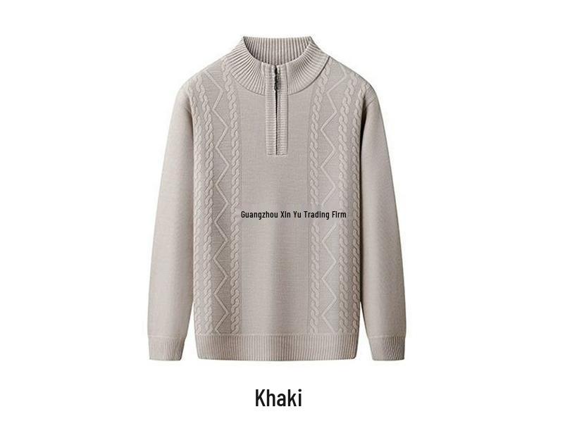 Men's High Neck Half-Zip Fleece Sweater – Trendy, Thick Knitwear for Autumn & Winter