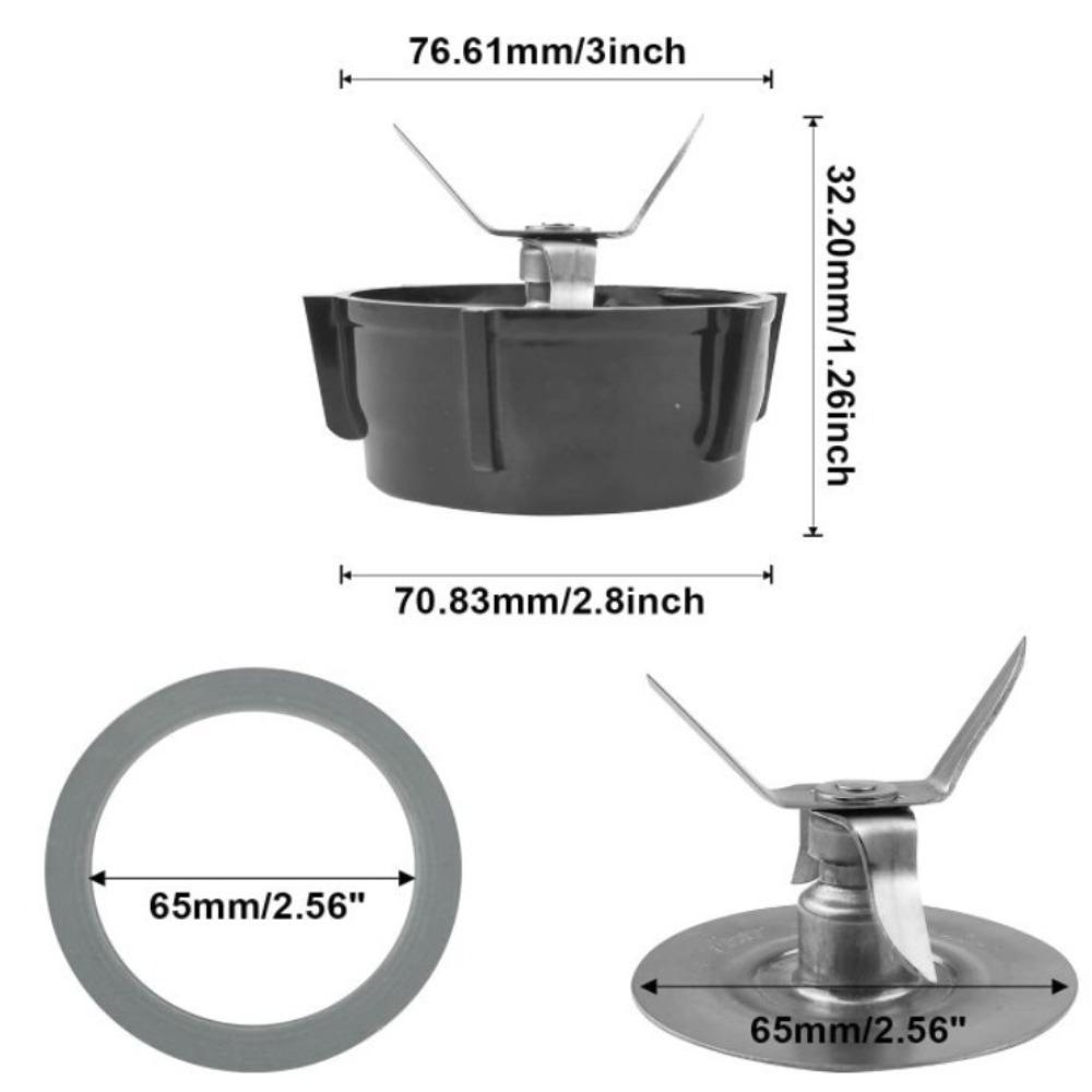 4pcs/Set Stainless Steel Blender Blades Kit Black Bottom Cap Blenders Accessories Rubber Ring Home